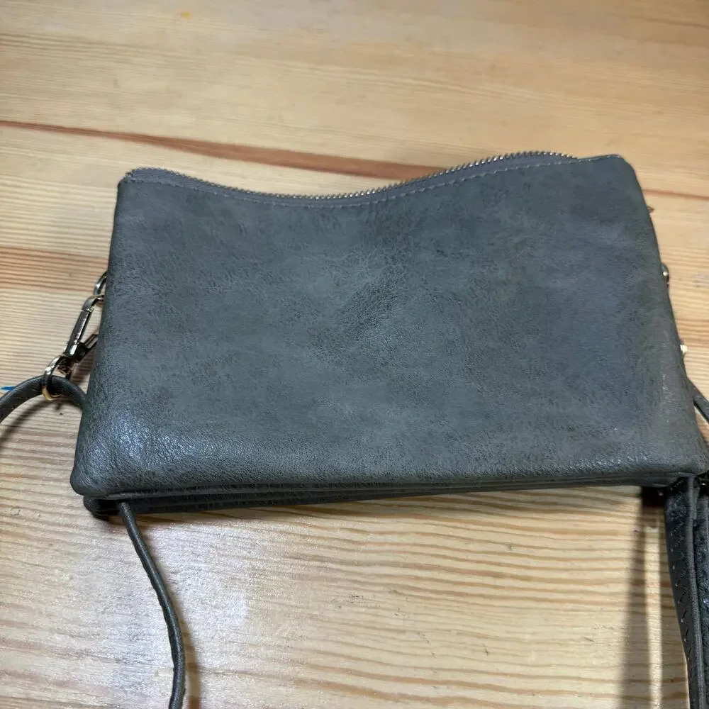 Jen & Co Crossbody Bag Olive Vegan Leather Wristlet Clutch Purse